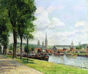  Rouen Works - the cours la riene the notre dame cathedral rouen 1898 Camille Pissarro Landscapes brook